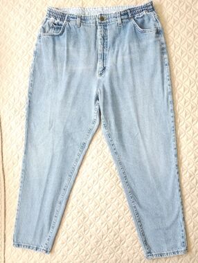 VTG L.L. Bean Light Wash Double L Comfort Elastic Waistband Relaxed Mom Jeans